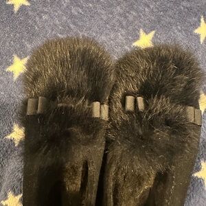 CHANEL Black Fur Slippers